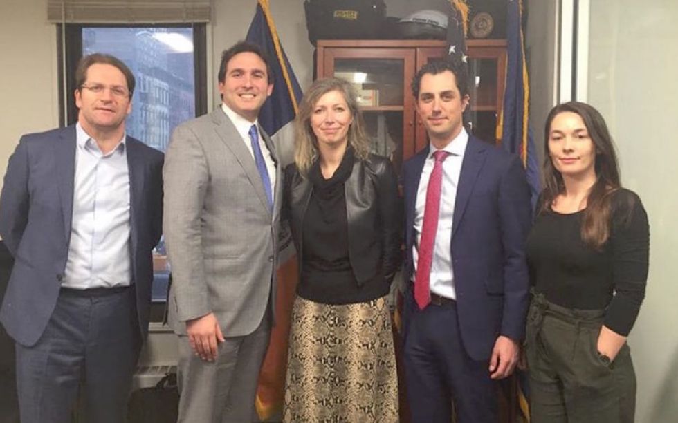 From left to right: Fabrice Jaumont, city councilor Ben Kallos, Consule Anne Claire Legendre, Stéphane Lautner, Catherine Rémy