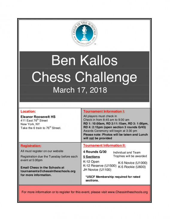 Ben Kallos Chess Challange